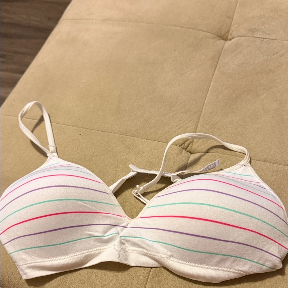 Wonder Nation White Bra with Colorful Stripes